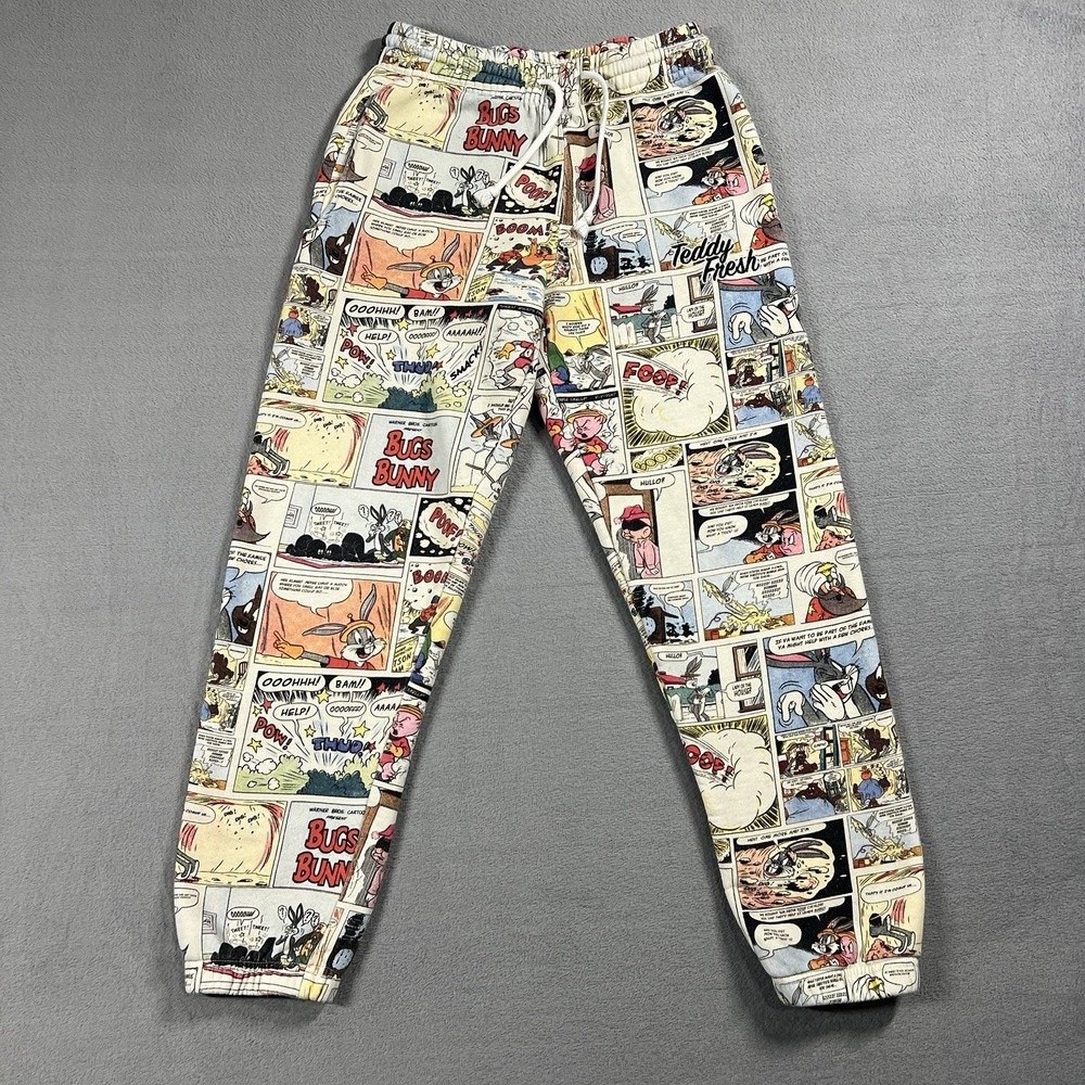 Teddy Fresh Sweatpants Mens XS Looney Tunes Joggers Comic Book Drawstring